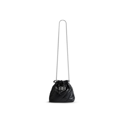 BALENCIAGA WOMEN'S CRUSH TOTE BAG XS IN BLACK 781796210J01000 (20*20*7.8cm)